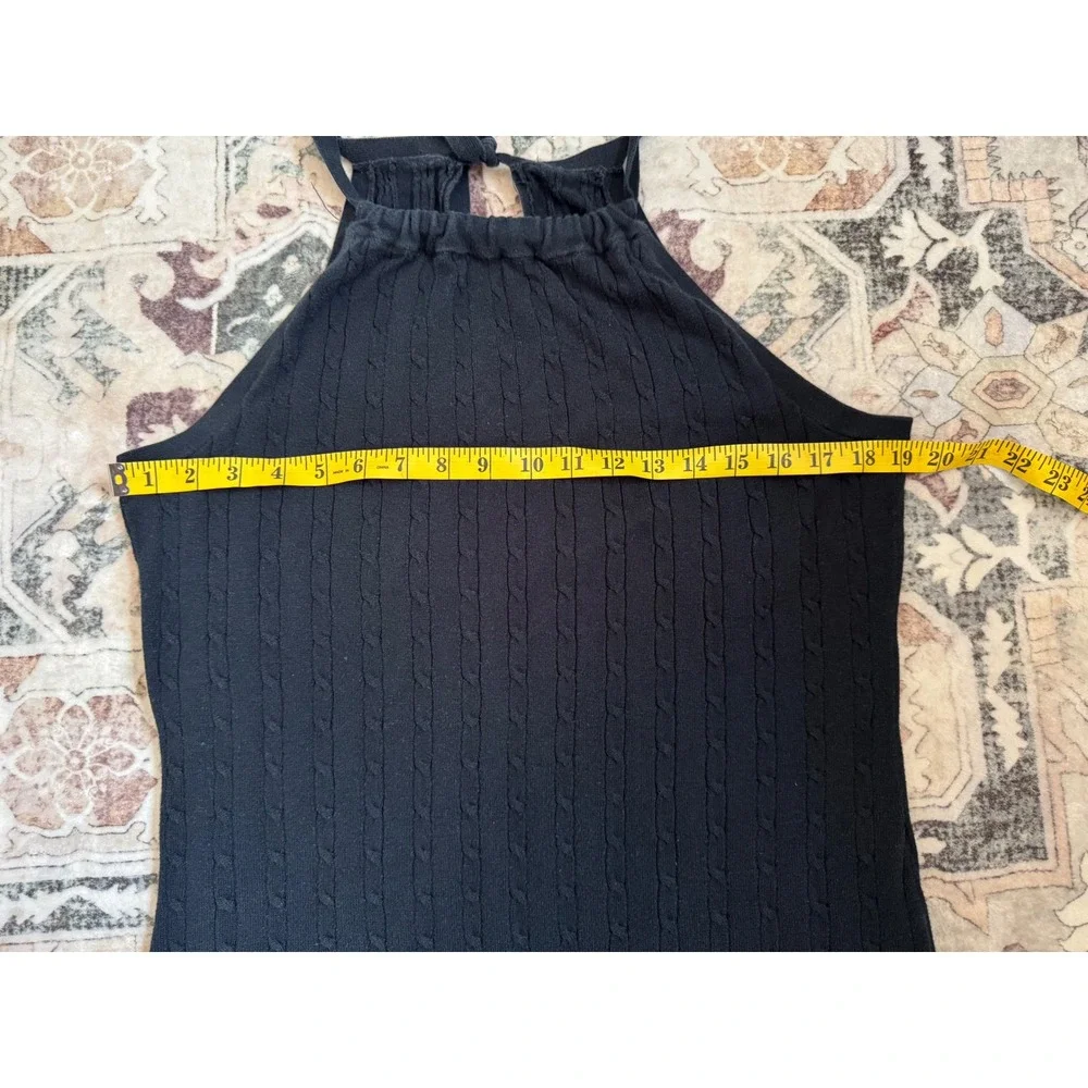 Y2K Old‎ Navy Womens Black Cable Knit Halter Sweater Tank Sleeveless Large VTG